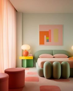 When it comes to decorating a child’s bedroom, there are endless possibilities to create a fun and vibrant space that reflects their personality and interests. One of the key elements in designing a stylish and functional kids’ room is choosing the right furniture that not only provides comfort and practicality but also adds a touch … Pink Wall Interior Design, Post Modernism Interior, Modern Colorful House Interior, Modern 90s Interior Design, Room Decor Bedroom Colorful, Gustafson Westman, Memphis Design Bedroom, Post Modernism Interior Design, Colorful Furniture Bedroom