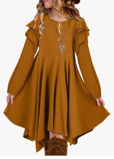 Long Sleeve High Low Dress, High Low Dresses, Girls Long Sleeve, Swing Dress, High Low Dress, High & Low, High Low, Fall Outfits, For Free