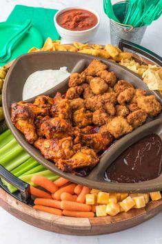 a platter filled with different types of food