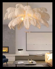 "Discover the perfect blend of style and ambiance with our Feather Light Pendant Lamp! Illuminate living rooms, bedrooms, and dressers with vibrant LED lighting. Elevate your décor with this colorful feathered ceiling chandelier for a touch of enchanting elegance." Basement Oasis, Luminaire Original, Led Ceiling Light Fixtures, Luminaire Vintage