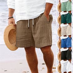 Category:WE-Pants; Season:Summer; Fabric:Polyester; Gender:Men's; Style:Boho,Hawaiian; Occasion:Vacation,Holiday,Beach; Fit Type:Regular Fit; Function:Breathable,Comfort; Waistline:Mid Waist; Pattern:Plain; Design:Pocket,Elastic Waist,Drawstring; Pants Type:Beach Shorts,Casual Shorts,Summer Shorts; Fly Type:Drawstring,Elasticity; Front page:FF; Listing Date:04/19/2024; Production mode:External procurement; Hips:; Length:; Waist:; Pants Length:Short Bottoms With Built-in Shorts For Vacation Leisure, Leisure Bottoms With Pockets For Vacation, Vacation Leisure Bottoms With Pockets, Bohemian Style Shorts For Beach Party Vacation, Bohemian Shorts For Beach Party Vacation, Summer Bottoms With Built-in Shorts For Beach Party, Bohemian Shorts For Summer Beach Party, Bohemian Style Shorts For Beach Party, Summer Beachwear Bottoms For Leisure