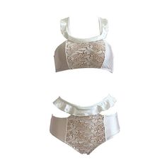 Indulge in the epitome of elegance and grace with our Lace Embroidered Lotus Swimsuit. Crafted with meticulous attention to detail, this swimsuit is a fusion of sophistication and style, tailored for the discerning woman who appreciates timeless beauty. Made from luxurious nylon fabric, it offers both durability and comfort, ensuring a luxurious feel against your skin. Embrace the allure of the lotus flower with delicate lace embroidery, adorning the swimsuit with intricate patterns that exude f Elegant Stretch Tankini For Sunbathing, Fitted Cream Swimwear For Swimming, Elegant Beach Season Tankini, Elegant Lined Tankini For Swimming, Elegant White Swimwear With Lined Body, Elegant Lined Body Tankini For Poolside, Elegant White Swimwear For Poolside, Fitted Cream Swimwear For Pool, Fitted Cream Swimwear For The Pool