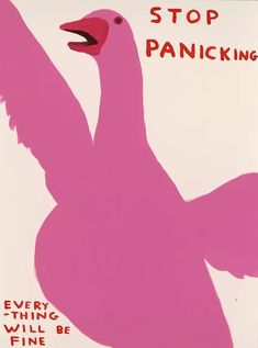 a pink bird with the words stop pan picking on it's back and its wings spread