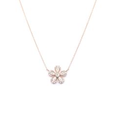 ◈ Diamond Fine Jewelry ◈ A beautiful flower diamond necklace perfect for everyday use! This necklace is entirely made with 14K Solid gold (color of your choice) so it will not tarnish! High quality diamonds are used so it will be very sparkly! It will make a great gift for mother's day, anniversary, graduation day and for yourself!! ◈ Item Details ◈ --- Handmade in United States --- Made to Order --- Metal: Solid 14K Gold ( White, Rose, Yellow Gold ) --- Pendant Size : About 13mm --- 100% Real N Rose Gold Diamond Necklace With Flower Pendant, Flower Shaped Diamond Jewelry, Flower Shaped Diamond Necklace For Anniversary, Delicate Diamond Necklace With Flower Charm, Flower-shaped Diamond Necklace For Anniversary, Rose Gold Flower Necklace In Fine Jewelry, Rose Gold Flower Necklace Fine Jewelry, Fine Jewelry Flower Charm Necklace, Fine Jewelry Diamond Flower Necklace