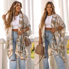 Reposhing This Item I Purchased From @Kcloveshearts. Loved It, But Ready To Rotate For Something New. Questions? Leave A Comment Below! Boho Kimono Outfit, Boho Fashion Over 50, Kimono Summer Outfit, Boho Mom Style, Thrift Store Clothes, Cruise Attire, Boho Mom, Kimono Outfits, Boho Street Style