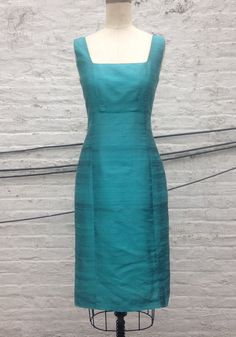 Turquoise Fitted Scoopneck Silk Shantung Cocktail Dress, custom made-to-order Silk Square Neck Dresses For Formal Occasions, Formal Silk Square Neck Dress, Formal Silk Dress With Square Neck, Fitted Satin Silk Dress With Straight Neckline, Elegant Fitted Silk Dress With Straight Neckline, Fitted Silk Dress With Square Neck, Silk Fitted Dress With Square Neck, Fitted Blue Silk Dress For Formal Occasions, Blue Fitted Silk Dress For Formal Occasions