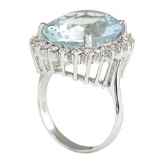 Stamped: 14K White GoldTotal Ring Weight: 7.5 GramsRing Length: N/ARing Width: N/AGemstone Weight: Total Natural Aquamarine Weight is 12.42 Carat (Measures: 17.65x14.10 mm)Color: BlueDiamond Weight: Total Natural Diamond Weight is 1.00 CaratColor: F-G, Clarity: VS2-SI1Face Measures: 22.12x18.90 mmSku: [703071W] Light Blue Aquamarine Jewelry With Diamond Accents, Luxury Aquamarine Jewelry With Brilliant Cut, Luxury Light Blue Aquamarine Diamond Ring, Gia Certified Blue Aquamarine Rings, Luxury Aquamarine Gemstones With Accents, 14k White Gold Diamond Ring, White Gold Diamond Rings, Aquamarine Blue, Natural Aquamarine