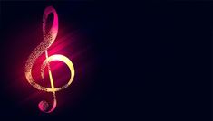 a music note is glowing in the dark