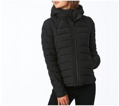 Make your outdoor winter adventures extra comfy with this stylish and lightweight jacket. From Bernardo. Winter Outdoor Outerwear With Ribbed Cuffs, Winter Outerwear For Outdoor Activities With Ribbed Cuffs, Sporty Hooded Jacket For Cold Weather In Fall, Sporty Fall Outerwear For Outdoor, Sporty Hooded Jacket For Cold Weather Fall Season, Sporty Outdoor Outerwear For Fall, Sporty Fall Outdoor Outerwear, Windproof Puffer Jacket For Fall Hiking, Sporty Fall Puffer Jacket With Adjustable Hood