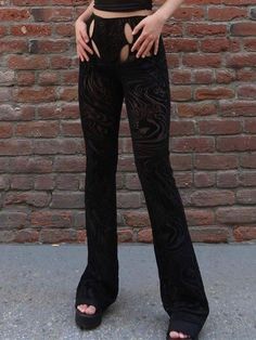 ⚡️Buy Petal Cutout Flare Leg Pants Black M at the lowest price in Pants at AnotherChill.com. Check reviews and buy it today. Style: Casual, Street Color: Black Main Material: Polyester, Spandex Fit Type: Slim fit Design: Elasticated Mid Rise Waistline, Cutout Detail, Slim Flare Leg Fit. ✓2021 HALLOWEEN EDIT for Sale Get 20% Off with Code: HW20.✓Free Shipping on all orders over $69 USD. Y2k Aesthetic Outfits, Flare Leg Pants, Exclusive Fashion, Aesthetic Outfits, Pants Black, Flare Pants, Straight Leg Pants, Leg Pants, Black Pants