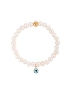 White freshwater pearl beaded bracelet from Nialaya Jewelry featuring a slip-on style, a gold-plated clasp and an evil eye charm. Nialaya Jewelry is pleased to offer free repairs on purchases for 1 year from purchase date. POSITIVELY CONSCIOUS: Nialaya Jewelry scores 3 out 5 by independent ethical brand rating agency Good On You. It manufactures locally to reduce its carbon footprint, visits suppliers regularly and does not many animal products. Pearl Beaded Bracelet, Animal Products, Ethical Brands, Jewelry Beaded, White Freshwater Pearl, Evil Eye Charm, Carbon Footprint, Pearl Beads, Womens Jewelry Bracelets