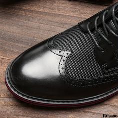 Russoo - Classic Mens Brogue Wingtip Derby Shoes: Sophisticated Lace-up Dress Shoes for Business, Formal Occasions, and Black Tie Events Black Lace-up Shoes For Business In Spring, Black Fitted Wingtip Lace-up Shoes, Black Dress Shoes With Flat Heel For Semi-formal Occasions, Black Cap Toe Lace-up Shoes For Office, Fitted Black Lace-up Shoes With Brogue Detailing, Black Wingtip Oxford Lace-up Shoes, Black Lace-up Business Shoes For Spring, Black Lace-up Shoes For Business Spring Season, Black Flat Heel Dress Shoes For Business Casual