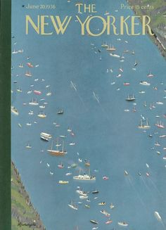 the new yorker magazine cover shows boats in harbor on a clear blue sky day