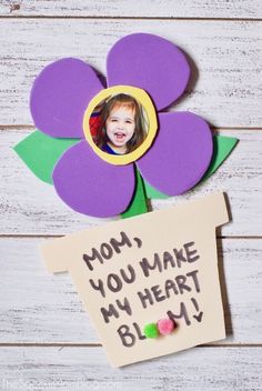 a paper flower with the words mom, you make my heart blvdm