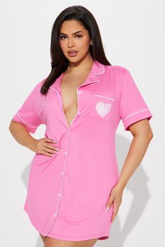 Available In Hot Pink. PJ Sleep Shirt Collar Button Down Front Pocket Screen Full Stretch Final Sale Disclaimer: Due to the nature of the sublimation print process, each garment is unique. 95% Polyester 5% Spandex Imported | Your Angel PJ Sleep Shirt in Hot Pink size Small by Fashion Nova Hot Pink Fashion, Sleep Shirt, Shirt Collar, In Hot, Pink Fashion, Front Pocket, Final Sale, Fashion Nova, Sublimation Printing