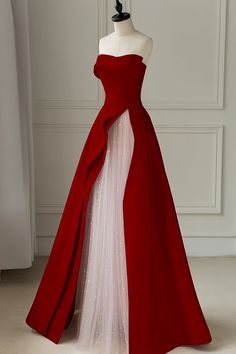 Red Strapless Dress With Sweetheart Neckline For Banquet, Elegant Red Strapless Corset Dress, Burgundy Strapless Evening Dress, Strapless Burgundy Evening Dress, Fancy Formal Dresses, Formal Dresses Red, Vip Dress, Fancy Ball, Pink Tube Top