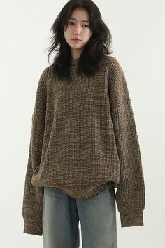 #cutesweater #koreanfashion #oversizesweater #darkacademia #cutefalloutfits #winteroutfits #basicsweater Brown Chunky Knit Top, Brown Knitted Crew Neck Top, Cozy Brown Knitted Top, Casual Brown Chunky Knit Top, Brown Chunky Knit Long Sleeve Tops, Brown Knitted Long Sleeve Sweater, Brown Knit Tops For Winter, Brown Knitted Winter Tops, Brown Knitted Long Sleeve Top