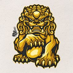 an image of a yellow lion on a white background