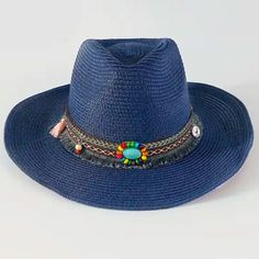 New Western Straw Beaded Floral Embroidered Festival Cowboy Hat Tassels Leather Tie String Nwt New Without Tags In Package Excellent Condition- No Visible Flaws Unisex Great Gift! Available In Various Shades/Colors Questions? Leave A Comment Below! Other Listings: Boho, Western, Cowboy, Bohemian, Anthropologie, Free People, Johnny Was, Antique, Ancient, Zara, Gypsy, Breeze, Beachy, Indie, Airy, Rockabilly, Comfortable, Lightweight, Feminine, Flirty, Modern, Cute, Chick, Romantic, Cool, Relaxed V Blue Western Hat For Vacation, Adjustable Beaded Blue Hat, Adjustable Blue Beaded Hat, Blue Bohemian Hat For The Beach, Bohemian Blue Hat For The Beach, Bohemian Blue Beach Hat, Blue Bohemian Beaded Hat, Bohemian Blue Beaded Hat, Blue Bohemian Fedora Hat