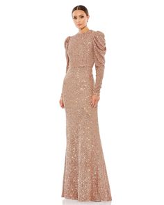 Sheath Gown, Mac Duggal Dresses, Trumpet Gown, Prom Designs, Designer Prom Dresses, Drape Sleeves, Column Gown, Puff Long Sleeves, Mac Duggal