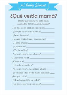 a baby shower game with the words in spanish