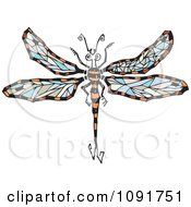 a drawing of a dragonfly on a white background