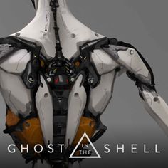 the ghost in the shell robot is standing with his hands on his hips