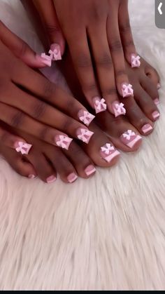 Bow Nail Designs, Cute Short Nails, Duck Nails