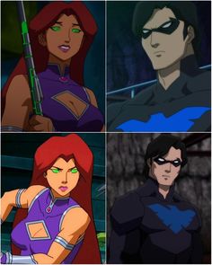 four different images of batman and catwoman from the animated tv series, batgirl