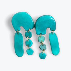 TAGUA NUT GEOMETRIC EARRINGS The Hip Hat Modern Turquoise Dangle Earrings, Green Drop Earrings With Dangling Charms, Beautiful Shapes, Brown Teal, Tagua Nuts, Hypoallergenic Jewelry, Bold And Beautiful, Sustainable Jewelry, Geometric Earrings