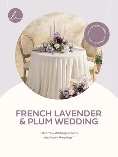 the front cover of a wedding brochure, featuring a table with flowers and candles