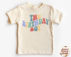 The Birthday Boy Shirt, Cute Retro Kids Shirt, Toddler & Youth Tee, Birthday Boy Gifts, Birthday Natural Bodysuit, Birthday Sweatshirt ✧ All of the t-shirts and bodysuits at our shop are made of 100% certified pure organic cotton. Elegant t-shirt with round neckline and short sleeves. The loose fit and softness of the cotton gives you freedom of movement. ✧Our sweatshirts are very soft, cute and lightweight, bound to keep you warm. Kid's unisex cotton blouse made of cotton with elastic at the ne Kid Birthday Shirt, Kids Birthday T Shirt, Boy Birthday Shirt, Birthday Shirt Ideas, Fun Cotton T-shirt For Birthday, Playful Birthday T-shirt With Text Print, Casual Text Print T-shirt For First Birthday, Birthday Sweatshirt, Retro Kids