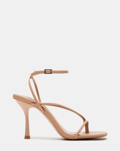 ANNIE NATURAL Tan Strappy Heels, Bridesmaids Heels, Types Of Sandals, Nude Strappy Heels, Branded Shoes For Men, Nude High Heels, Neutral Heels, Steve Madden Store, Nude Sandals