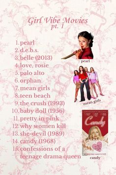 what movies do you think will be on the other lists?  * ౨ৎ ˖ ࣪⊹  #coquette #dollette #pearl #miagoth #romcom #meangirls #y2k #2000 #vintage #lindsaylohan #prettyinpink #princess #horror #girly #disney #girlsnight #bingewatch #softlife #girlvibe #girlsgirl Film Recommendations, Best Films, Filmy Vintage