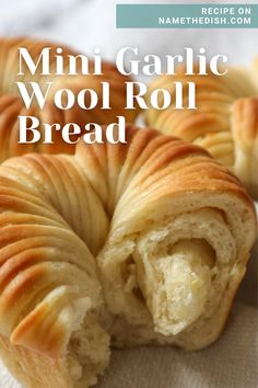 mini garlic wool roll bread with text overlay