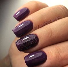 Plum Nails, Purple Nail Polish, Purple Nail Designs, Dark Nails, Colorful Nail Designs, Dipped Nails, Accent Nails, Fancy Nails