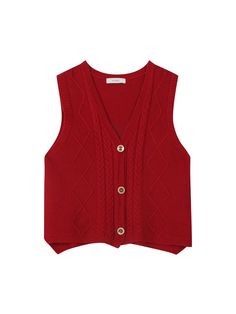 Composition : Shell: 30% Acrylic, 70% PolyesterColor : RE (Red), IV (beige)Country of Origin : China Red Sweater Vest, Button Vest, Red Sweater, Well Dressed, Red Sweaters, Sweater Vest, Oversized Fits, Casual Fashion, Autumn Fashion