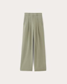 The Draper Pleated Pant in Buttersmooth Seagrass – Everlane Relaxed Fit Ankle-length Wide Leg Pants For Business Casual, Versatile Wide-leg Dress Pants With Relaxed Fit, Classic Wide Leg Pants With Relaxed Fit, Relaxed Fit Wide Leg Workwear Bottoms, Wide Leg Relaxed Fit Bottoms For Work, Relaxed Fit Wide-leg Business Casual Pants, Solid Color Wide-leg Bottoms For Elevated Casual, Classic Full Length Wide Leg Pants With Relaxed Fit, Wide-leg Solid Color Bottoms For Elevated Casual