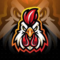 Rooster Head Esport Mascot Rooster Head, Vector Background Graphics, Mascot Logo Design, Logo Cartoon, House Logo Design, Wallpaper Space, Mascot Logo