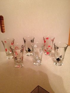 a group of glasses sitting on top of a counter