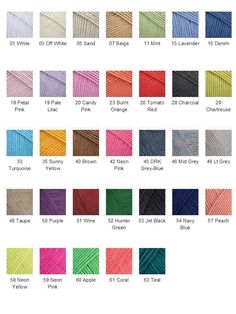 the color chart for knitting yarn