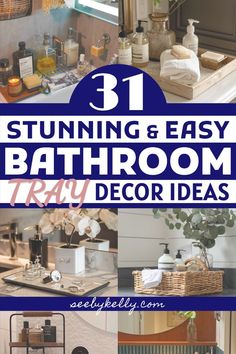 Bathroom Tray Decor Ideas Bathroom Ideas Small Apartment, Bathroom Tray Styling, Bathroom Ideas Neutral, Bathroom Tray Decor Ideas, Tiny Bathroom Storage Ideas, Bathroom Countertop Organization, Bathroom Tray Ideas, Bathroom Counter Ideas, Styling Bathroom