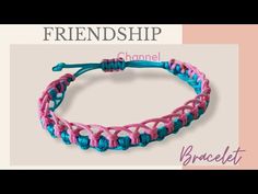 a pink and blue bracelet with the words friendship on it