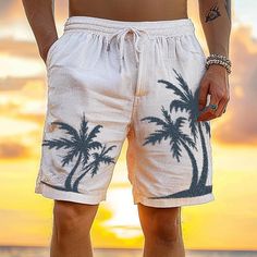 Category:WE-Pants; Season:Summer; Fabric:40% Linen; Gender:Men's; Style:Hawaiian,Fashion,Casual; Occasion:Beach,Going out,Daily,Vacation; Fit Type:Regular Fit; Function:Breathable,Comfort; Waistline:Mid Waist; Pattern:Graphic Prints; Design:Elastic Waist,Drawstring,Print; Brand:Ador; Pants Type:Linen Shorts,Beach Shorts,Shorts,Summer Shorts; Fly Type:Elasticity; Front page:FF; Listing Date:03/29/2024; Production mode:External procurement; Hips:; Length:; Waist:; Pants Length:Short