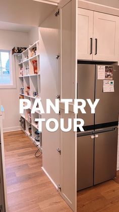 the pantry tour is going on in this kitchen