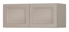 a gray cabinet with two doors on the front and one door open to reveal an image