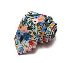 Garden Floral Necktie~Anniversary Gift~Mens Gift~Flower Tie~Mens Necktie~Wedding~HoBo Ties~Mens Skin Multicolor Fitted Suit And Tie Accessories For Wedding, Spring Party Ties, Blue Summer Wedding Ties, Fitted Spring Wedding Ties, Blue Garden Party, Iron Anniversary Gifts, Floral Necktie, Flower Tie, Unique Ties