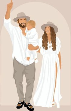 a man and woman holding a baby in their arms, with the child wearing a cowboy hat