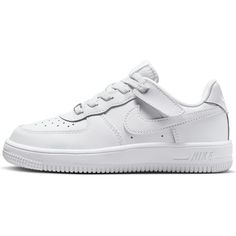 Nike Force 1 Low EasyOn Little Kids' Shoes Color: White/White/White Size: 12.5C Size: 12.5.  Gender: male. Nike Shoes Boys, Nike Air Monarch Iv, Nike Shoes For Boys, Nike Kids Shoes, Nike Force 1, Nike Air Monarch, Nike Air Max Excee, Reebok Royal, Nike Force