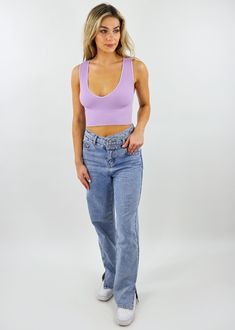 lavender light purple ribbed stretchy comfy cozy cropped v neck tank top Spill The Tea, Black Peach, Ribbed Tank Top, V Neck Top, Blue White And Black, Ribbed Tank Tops, Neck Crop Top, Ribbed Tank, Real Girls